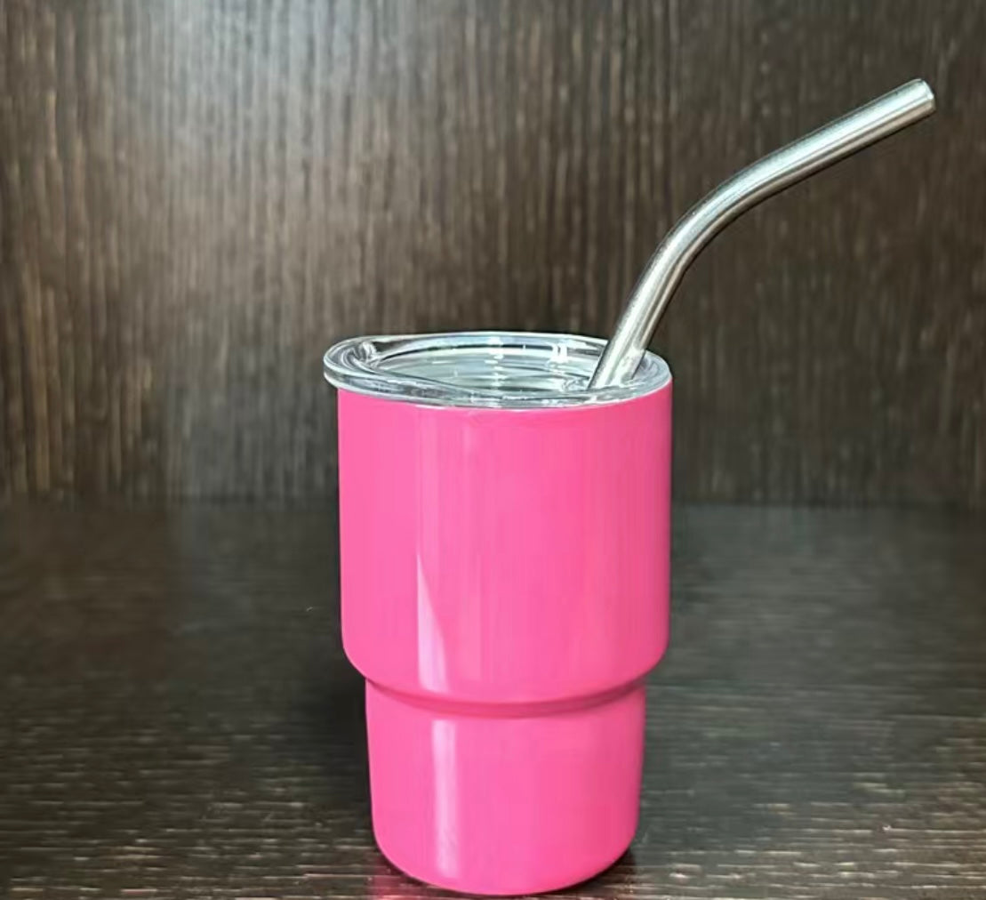 Kids 2oz cup with straw list solid , glitter , or cheetah with color in notes at checkout tat 2/3 weeks from time of purchase