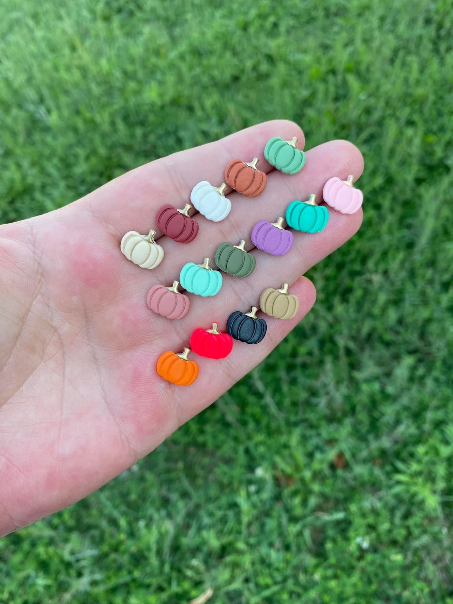 Pumpkin clay ear ring studs