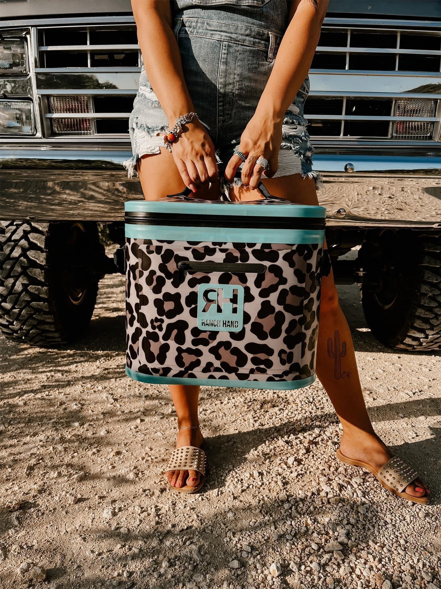 Blue cheetah cooler