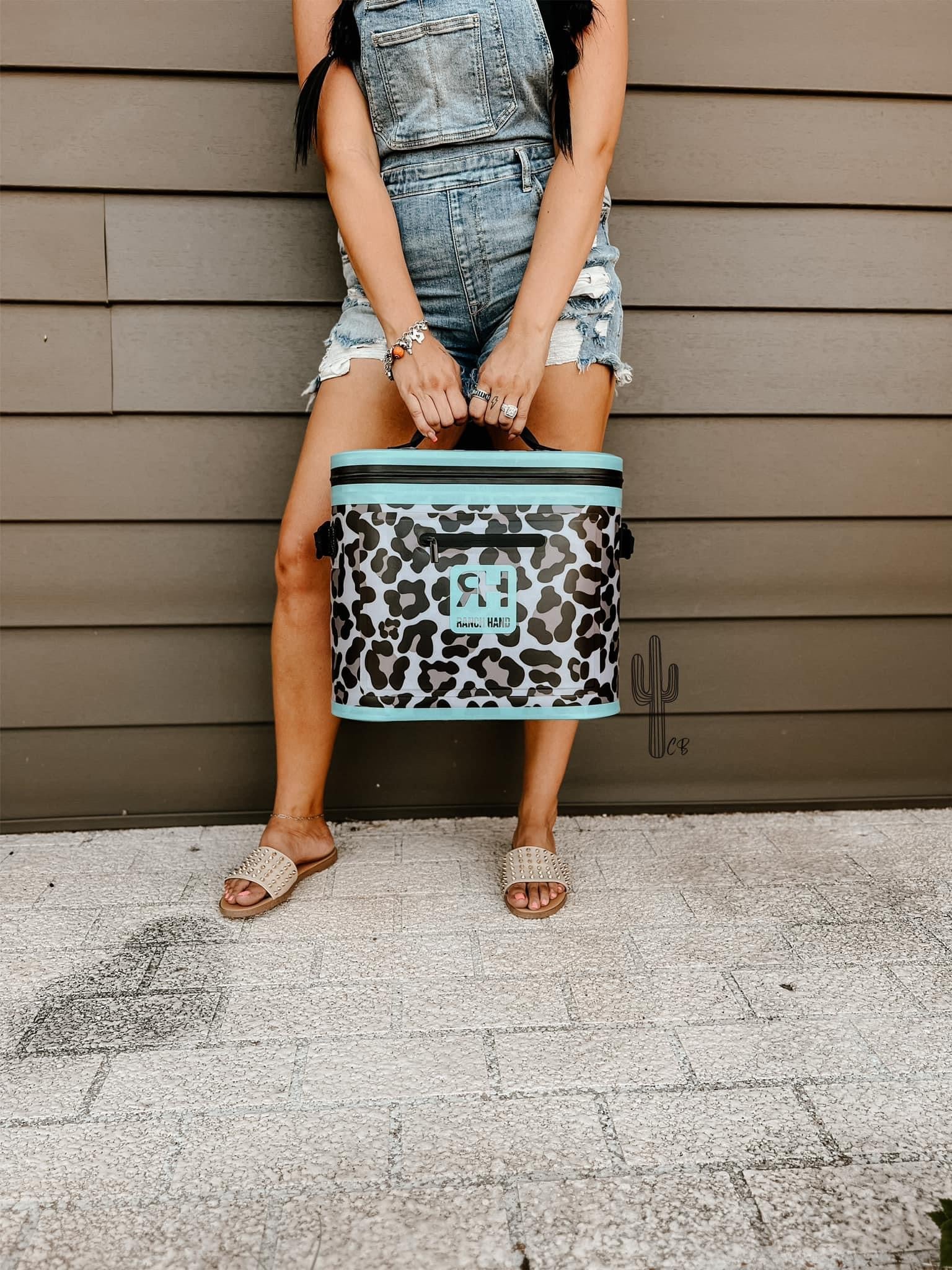 Blue cheetah cooler