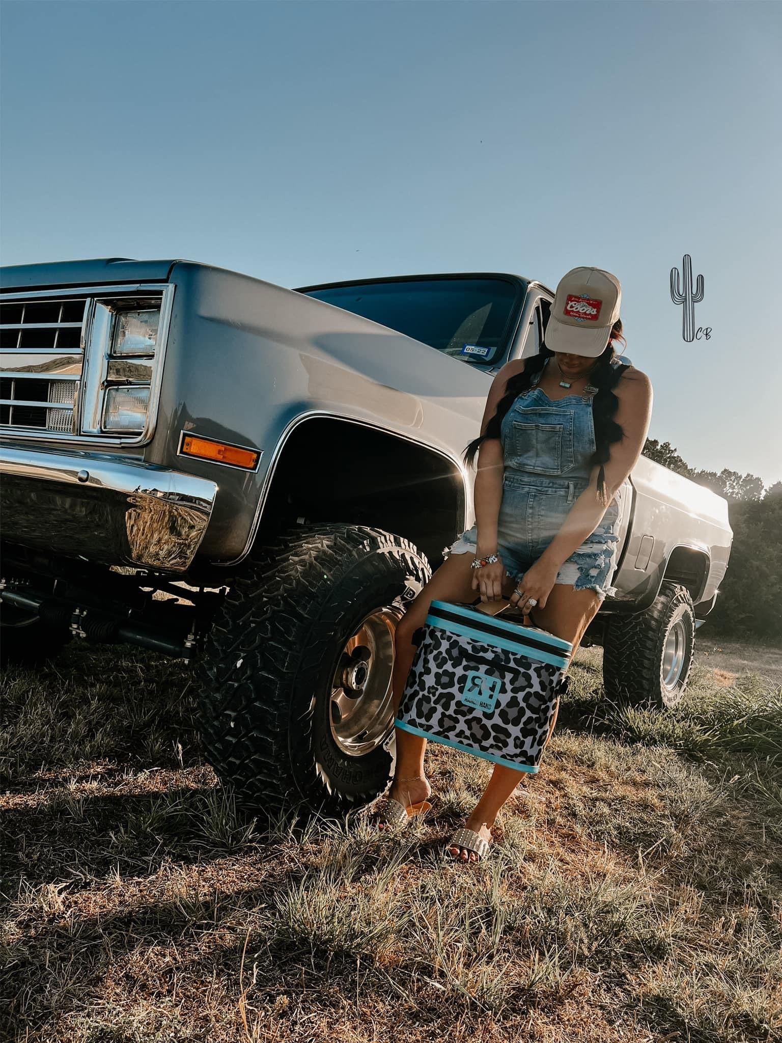 Blue cheetah cooler